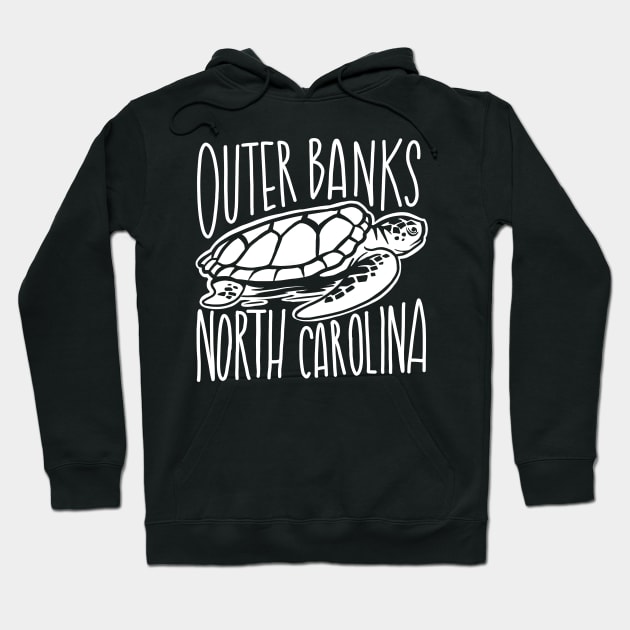 Outer Banks NC Sea Turtle White Hoodie by HalpinDesign